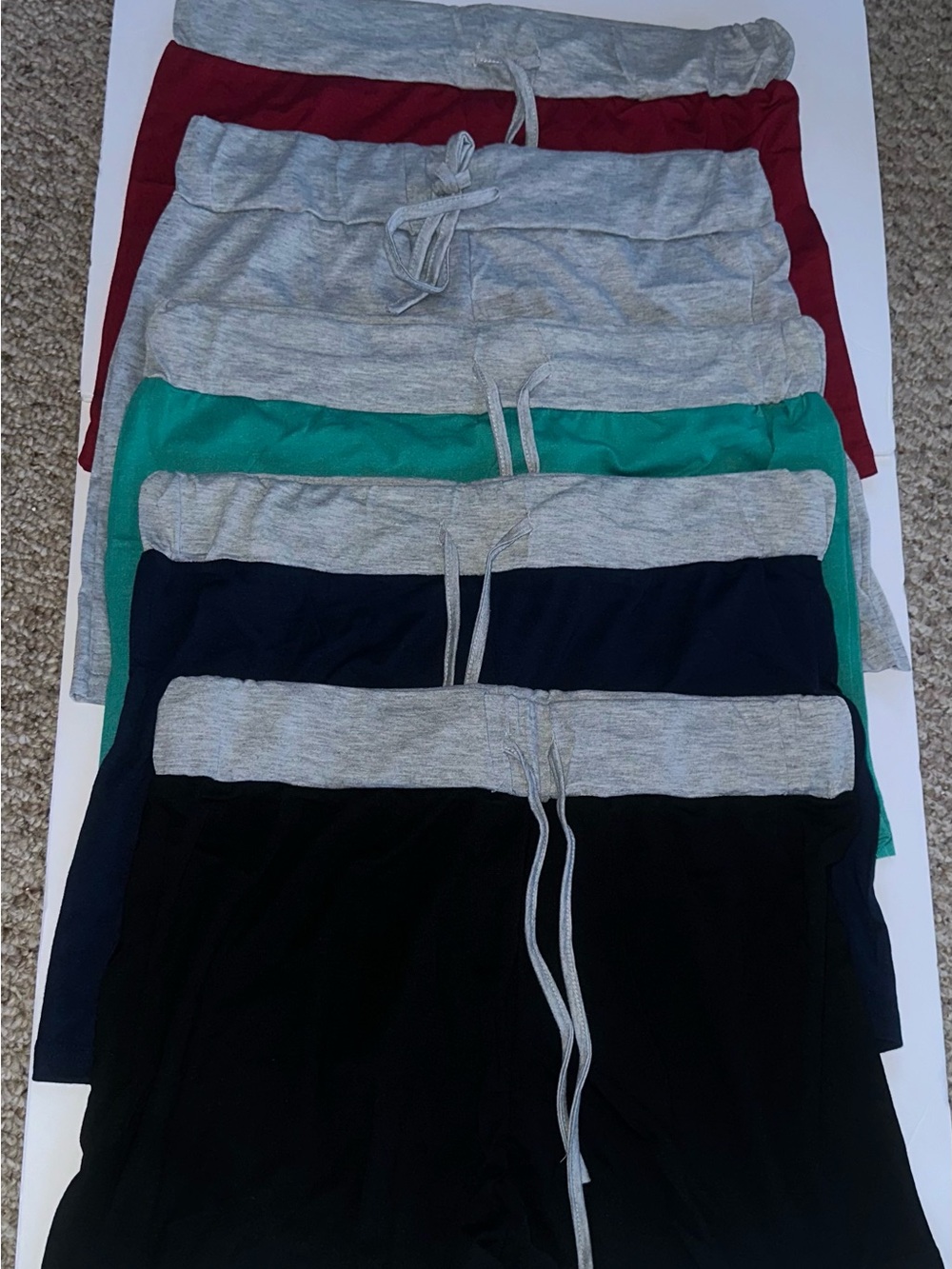 Pack of 5 Drawstring Lounge Shorts - Gray Waistbands with Mixed Colors